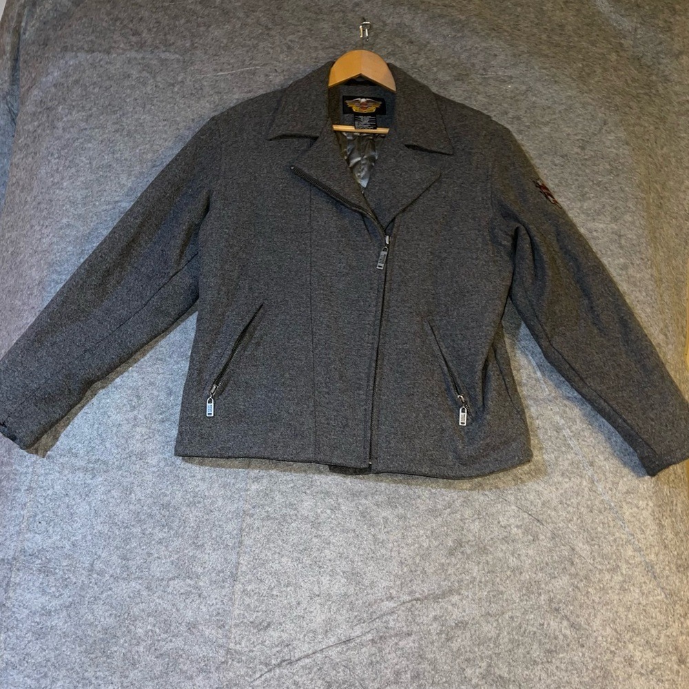 Harley-Davidson Women's Wool Blend Moto Jacket Gray Large
